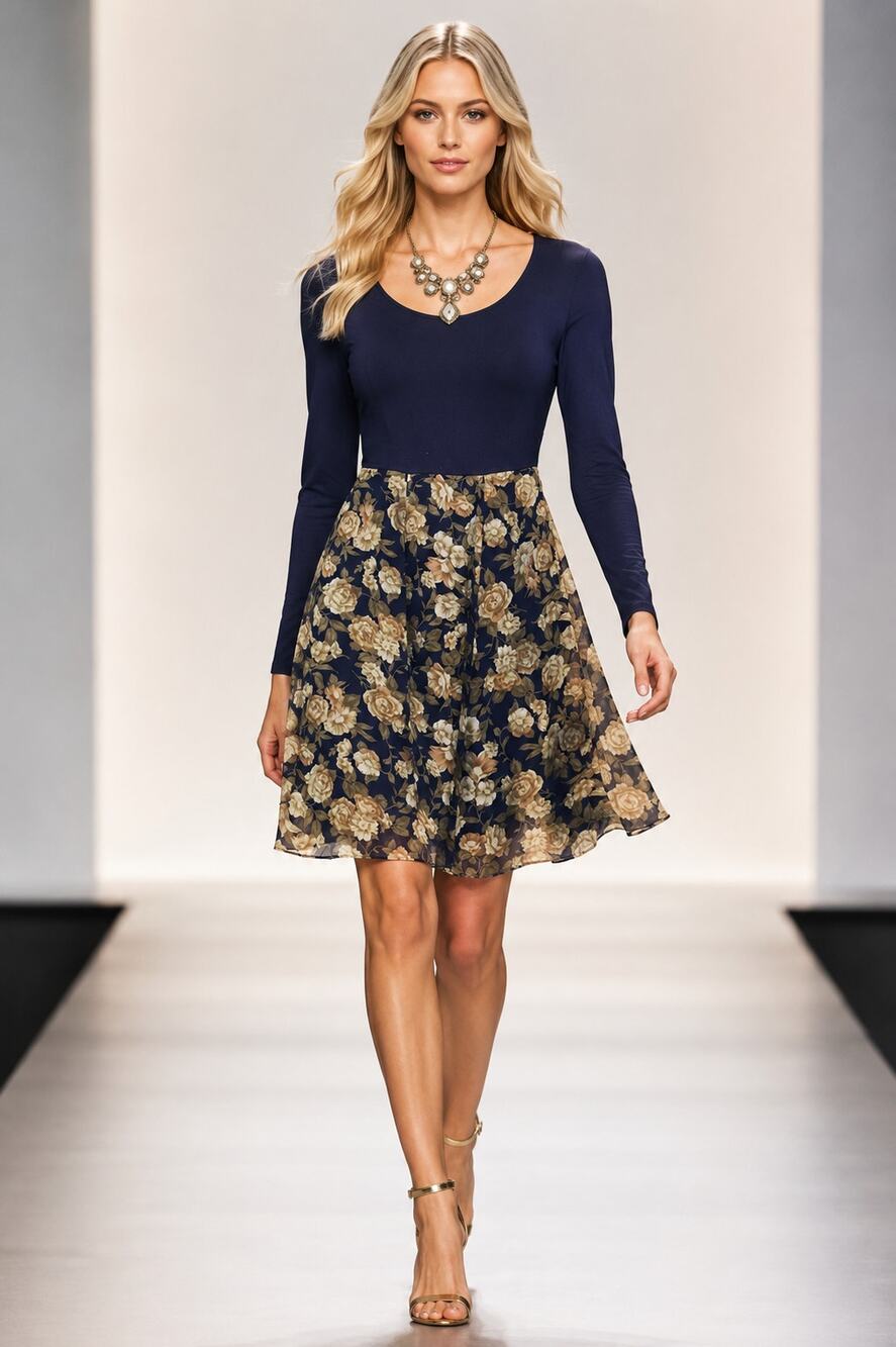 LRR Compagnie Internationale Express Navy Floral XS Long Sleeve Vintage Style